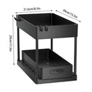 BathroomUnder Sink Sliding Drawers Shelves Black Cabinet Rack