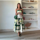 Women's Strapless Open Back Patchwork Long Dress