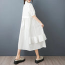 Stripe Print Mid Length Buttoned Midi Dress