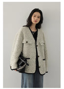 CHIC VEN Women's Woolen Coat Heavy Industry Down Jacket Vintage V-Neck Woman Down Coat Female Tops Autumn Winter 2024