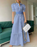 Women's Stripe Print High Waist Dress