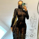 Women's Sexy Long Sleeves Dresses Black White Dresses Party Night Club Clothing