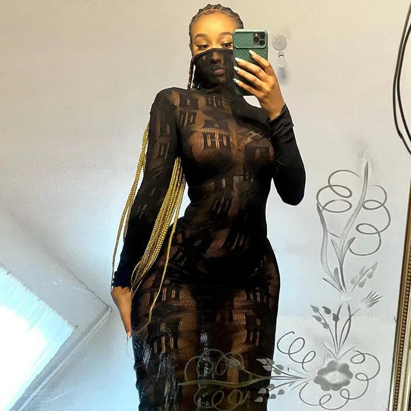 Women's Sexy Long Sleeves Dresses Black White Dresses Party Night Club Clothing