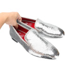 Men's Smoking Slippers With Red Outsole And Sequins for Weddings and Proms