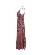 Bohemian Style Women's Clothing Long Dress New  Suspender Long Dress High Waist V-neck Printed Floral Dress Women's Clothing