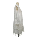 New Spring Embroidery Crochet Lace Boho Dress Women Elegant Off Shoulder Tassel Ruffle Mini Dress Summer V Neck Lady Beach Dress