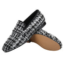 Luxury Brand Black and White Knitted cotton Men's penny Loafers British Classic Slip On Smoking Slippers