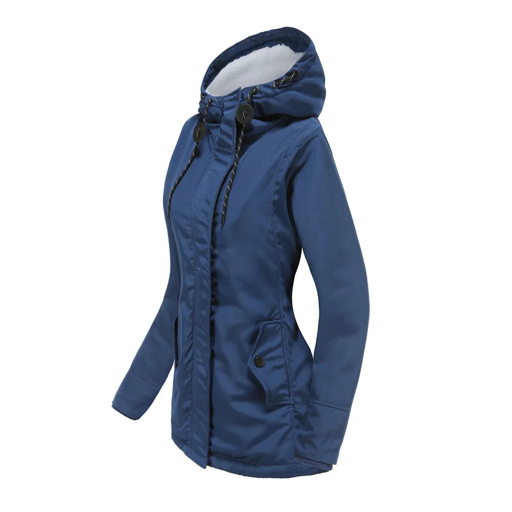 Women's Warm Hooded Parkas, Thick Plush Coats, Female Mid-Long Cotton Jacket, Winter Outwear, Big Size, S-5XL