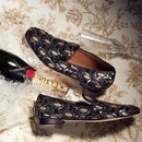 Mens smoking slippers handmade with leather insoles and gold and black glitter beads