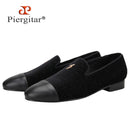 Piergitar 2022 New Summer Style Mulberry Silk Velvet Stitching Leather Slip-On Men's Loafers With Lightning Buckle For Wedding