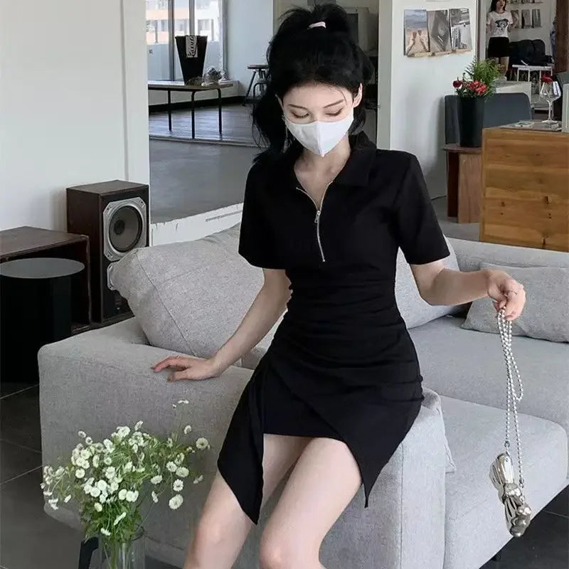 Elastic Sleeve Woman Dress Mini Tight Corset Short