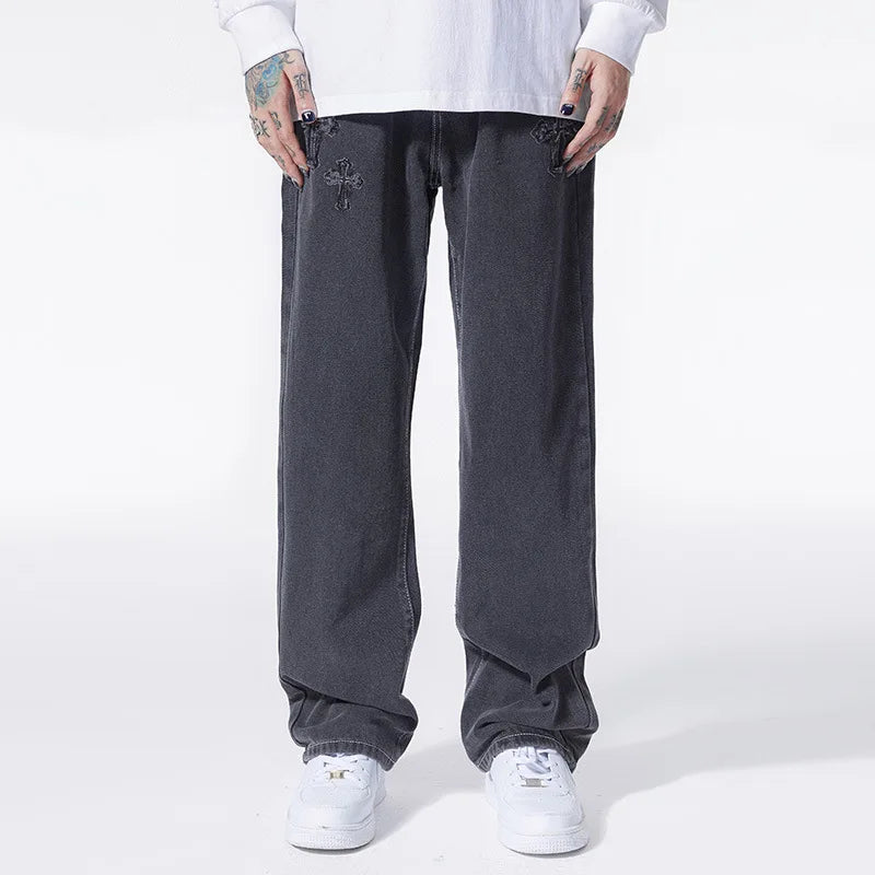 High street wide leg long pants