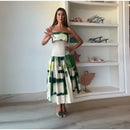 Women's Strapless Open Back Patchwork Long Dress