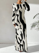 Long Sleeve Crew Neck Open Back Tie Up Women Bodycon Dress Maxi Women Outfit