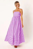Spring And Summer Striped Vest Backless Large Swing New Dress For Women, Collarless And Sleeveless Oversized Swing Dress