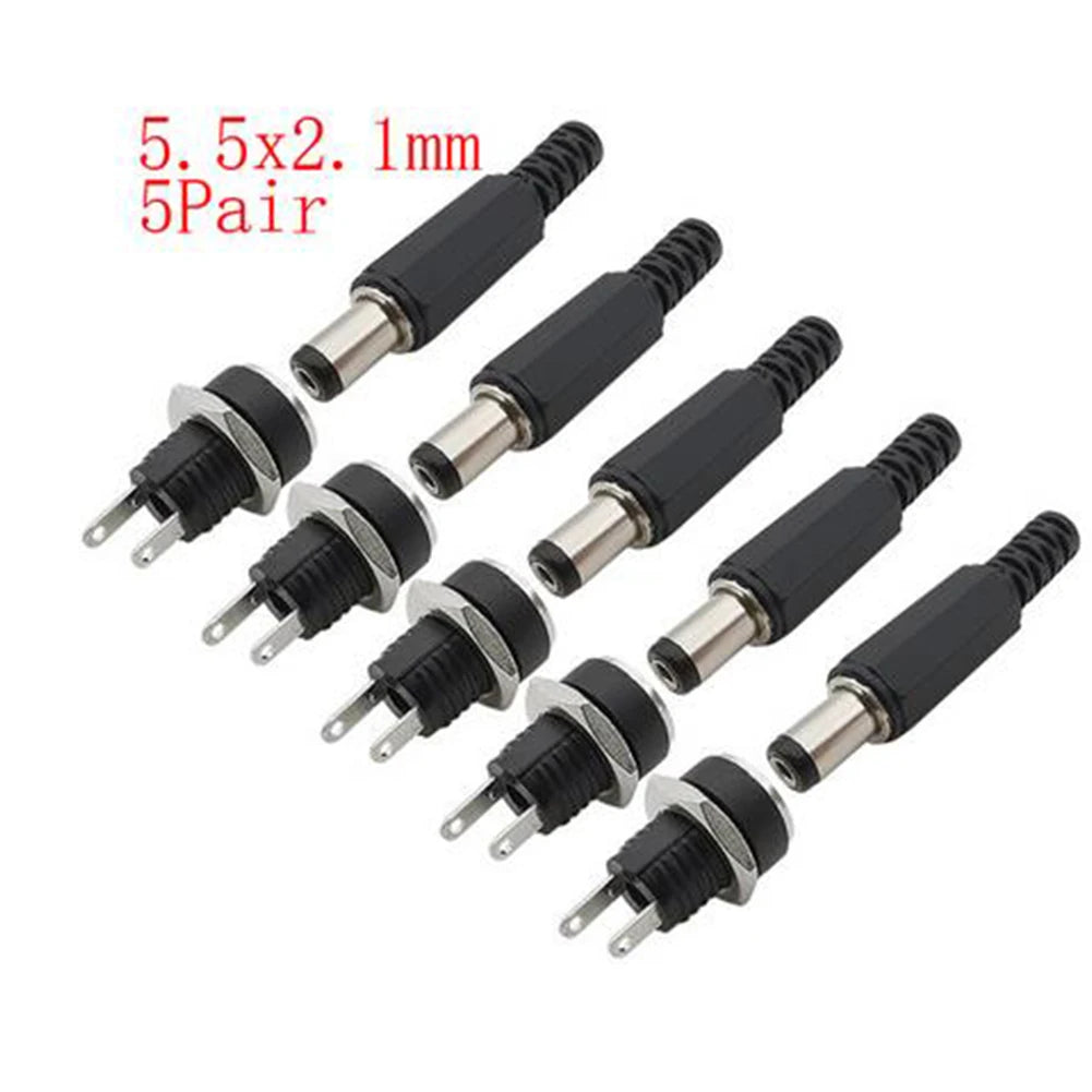5 Pairs DC 12V Male Jack
