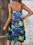 V-neck Spaghetti Strap Print Dress