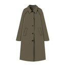 TRAF Women's Fashion Long Trench Coat Retro Loose Single-breasted Coat Autumn and Winter Lapel High Street Temperament Coat