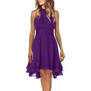 Women's Sleeveless Chiffon High-Waist Layered Halter Dress