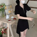 Elastic Sleeve Woman Dress Mini Tight Corset Short