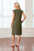 New Fashion And Multifunctional Temperament Round Neck Neck Sleeves Solid Color Summer Dress