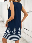 2025 New Women's Vest Skirt Pocket Ethnic Style Fashion Printed V-neck Simple Vacation Beach Mini Dress for Female