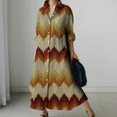Women's Retro Print Long-sleeved Dress