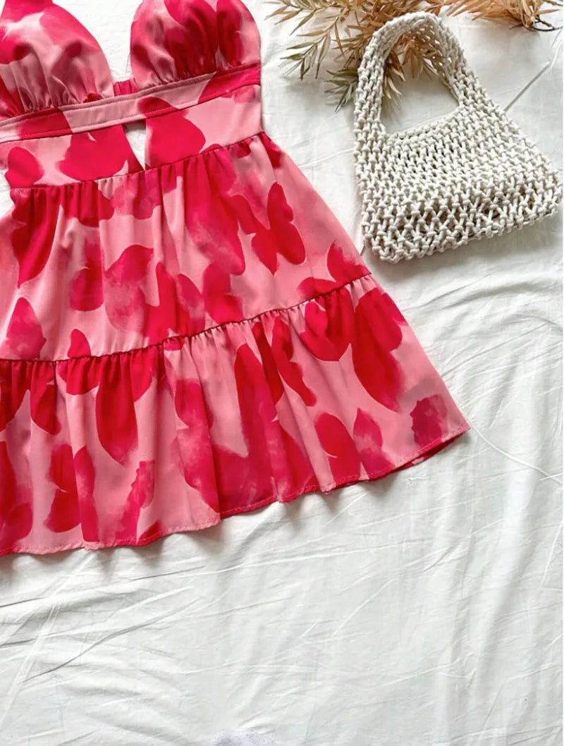 Women Sleeveless Backless Mini Dress