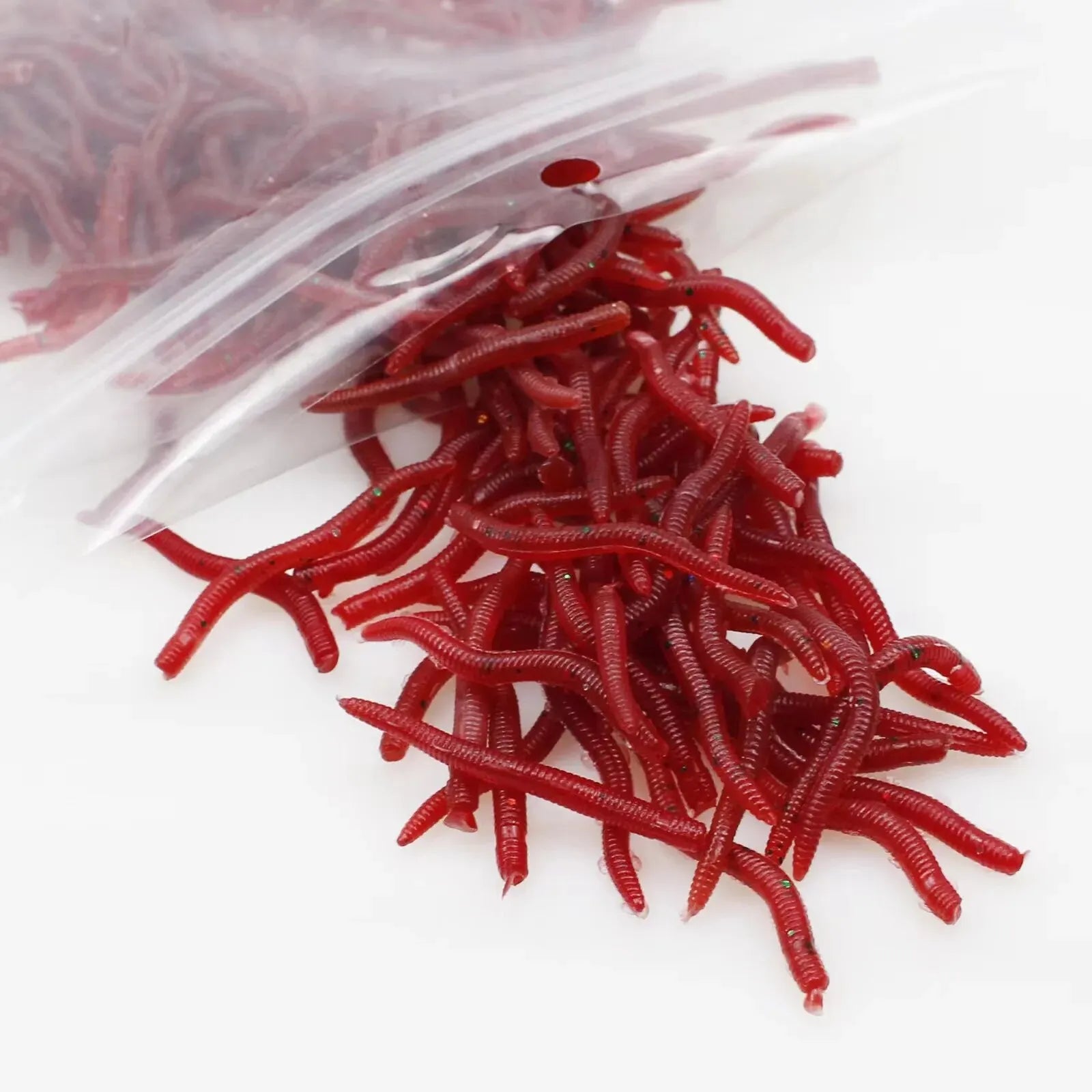 50/100PCS Soft Lure Bass Bream Bloodworm Fishing Earthworm