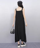 Unique Style New 2025 Summer Korean Style Woman Black Sleeveless Sundress Loose Fit Girls Casual Beach Cute Sun Dress JKXD057