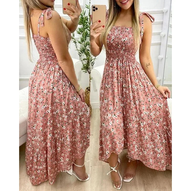 2022 New Independent Station Amazon Tank Splicing Printing Irregular Strapless Dress Large Quantity In Stock