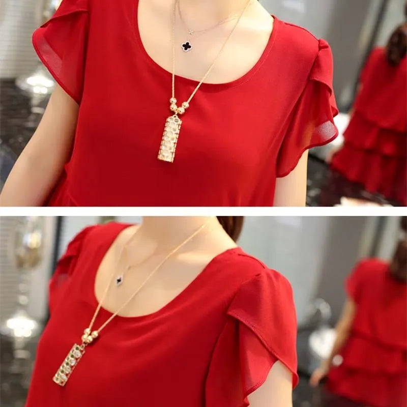 Women Ruffle Short Sleeve Dress