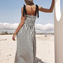 2025 Women's Summer Style Striped Rubber Elastic Sexy Big Swing Bag Suspender Dress Club Clothing Vestidos