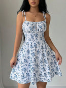 Women's Summer Floral Spaghetti Strap Short Dress