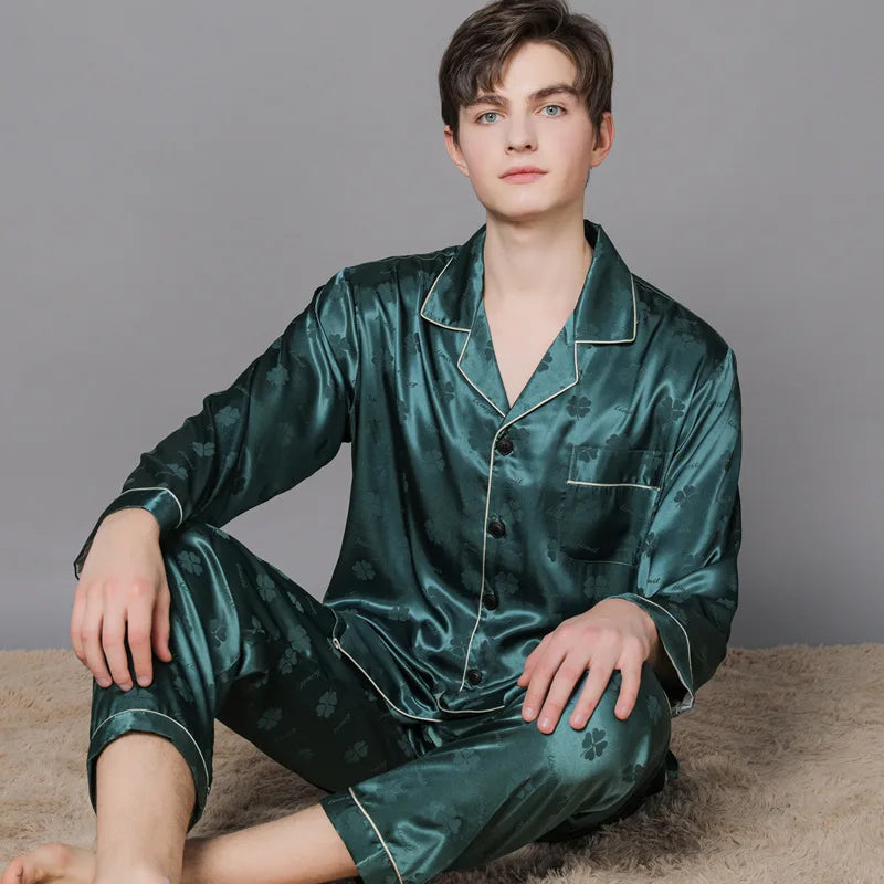 Men Ice Silk Pajamas Suit