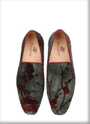 Men's Moccasins with Classic Bright Red Outsole and Three Colors of Flocking Jacquard Tie-Dyed Cottons