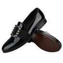 Piergitar Black And Silver Rhinestones Square Buckles Men Velvet Shoes For Wedding Or Party Handmade Slip-On Loafers Plus Size