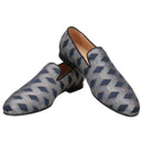 Piergitar 2022 High Grade Silk Fabric Men's Loafers For Party And Wedding Leather Insole Handmade Man Smoking Slippers Plus Size