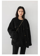 CHIC VEN Women's Woolen Coat Heavy Industry Down Jacket Vintage V-Neck Woman Down Coat Female Tops Autumn Winter 2024