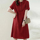 ZANZEA Women Plaid Long Shirt Dress 2024 Summer Short Sleeve Midi Dress Fashion Office Lapel Neck Robe Casual Loose Lady Vestido