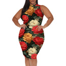 Plus Size Bohemian Paisley Halter Neck Maxi Dress Beach Casual Holiday Party Sundress
