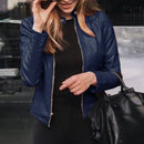 Slim Fit Faux Leather Jacket Women Classic Moto Biker PU Leater Jacket Spring Autumn Basic Zipper Coat Outerwear