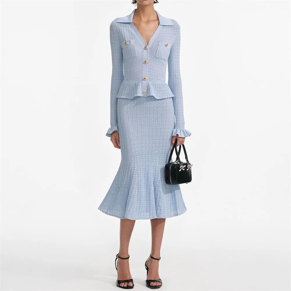 traf 2025 woman summer dress knitted ruffles corset elegant long skirt y2k New fashion high quality ruffle sleeves party dress