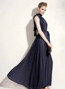 Sleeveless Chiffon Maxi Satin Long Silk Dress