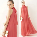 Sleeveless Chiffon Maxi Satin Long Silk Dress