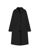 TRAF Women's Fashion Long Trench Coat Retro Loose Single-breasted Coat Autumn and Winter Lapel High Street Temperament Coat