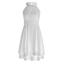 Women's Sleeveless Chiffon High-Waist Layered Halter Dress
