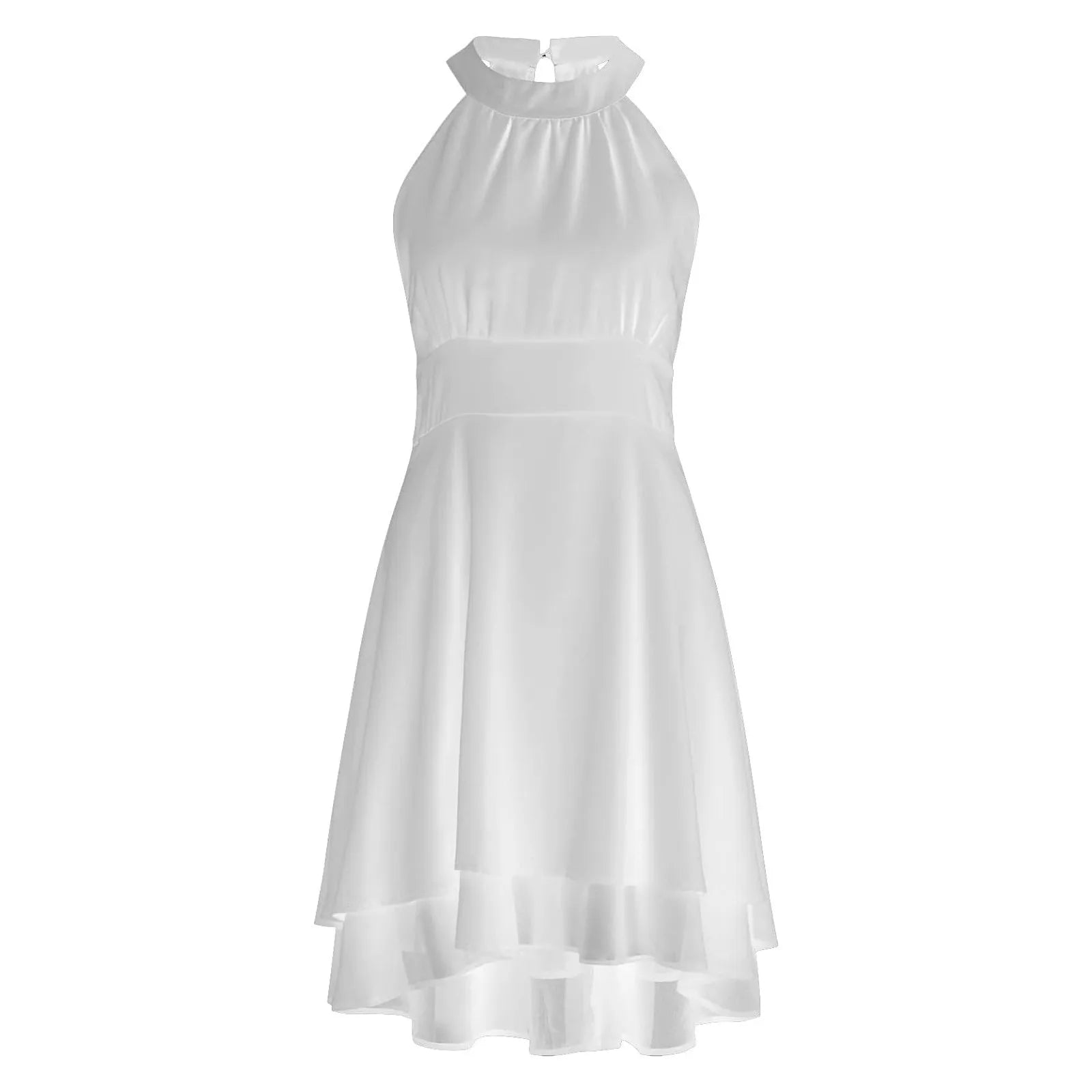 Women's Sleeveless Chiffon High-Waist Layered Halter Dress