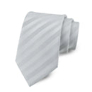 Fashion 8CM Mens Necktie Silver Light Grey Color Stripes Floral Plaid Ties For Man Groom Neck Tie For Business Wedding Party