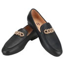 New Style Men's Loafers with Rhinestone Buckles for Weddings and Parties Handmade Genuine Leather Smoking Shoes